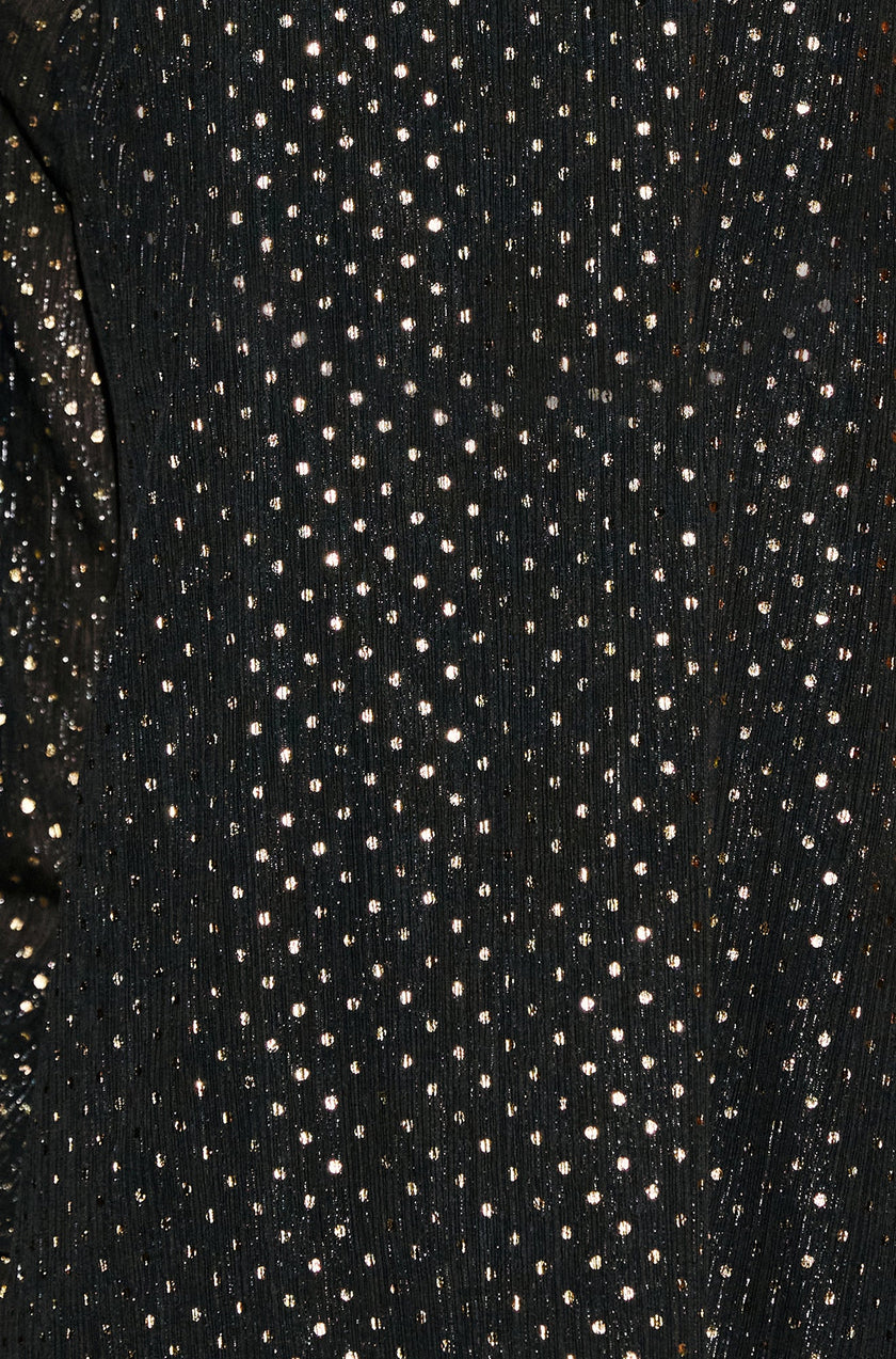 Yumi Black Foil Print Tunic With Flared Sleeves