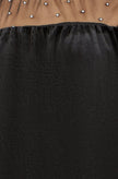 Yumi Black Velvet Mesh Embellished Top