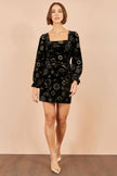 Yumi Black Velvet Cosmic Print Top