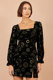 Yumi Black Cosmic Velvet Mini Skirt