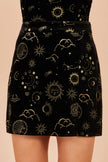 Yumi Black Cosmic Velvet Mini Skirt
