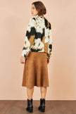 Yumi Brown Cow Print Faux Fur Zip Jacket