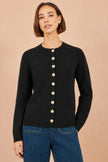Yumi Black Knitted Fitted Peplum Cardigan