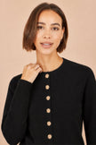 Yumi Black Knitted Fitted Peplum Cardigan