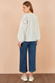 Yumi Ivory Viscose Lace Relaxed Boho Shirt