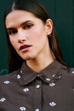 Yumi Brown Viscose Daisy Embroidered Shirt