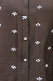Yumi Brown Viscose Daisy Embroidered Shirt