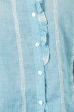Camisa de panel bordado de algodón azul Yumi