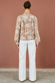 Yumi Brown Embroidered Floral Relaxed Shirt