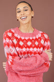 Yumi Red Fairisle Wool Blend Relaxed Jumper