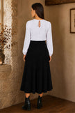 Jupe midi en maille noire avec poches Yumi