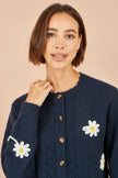 Yumi marineblå Daisy Stitch-cardigan