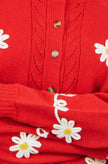 Yumi Strickjacke mit rotem Gänseblümchenmuster