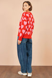 Yumi Pink Heart Intarsia Relaxed Jumper
