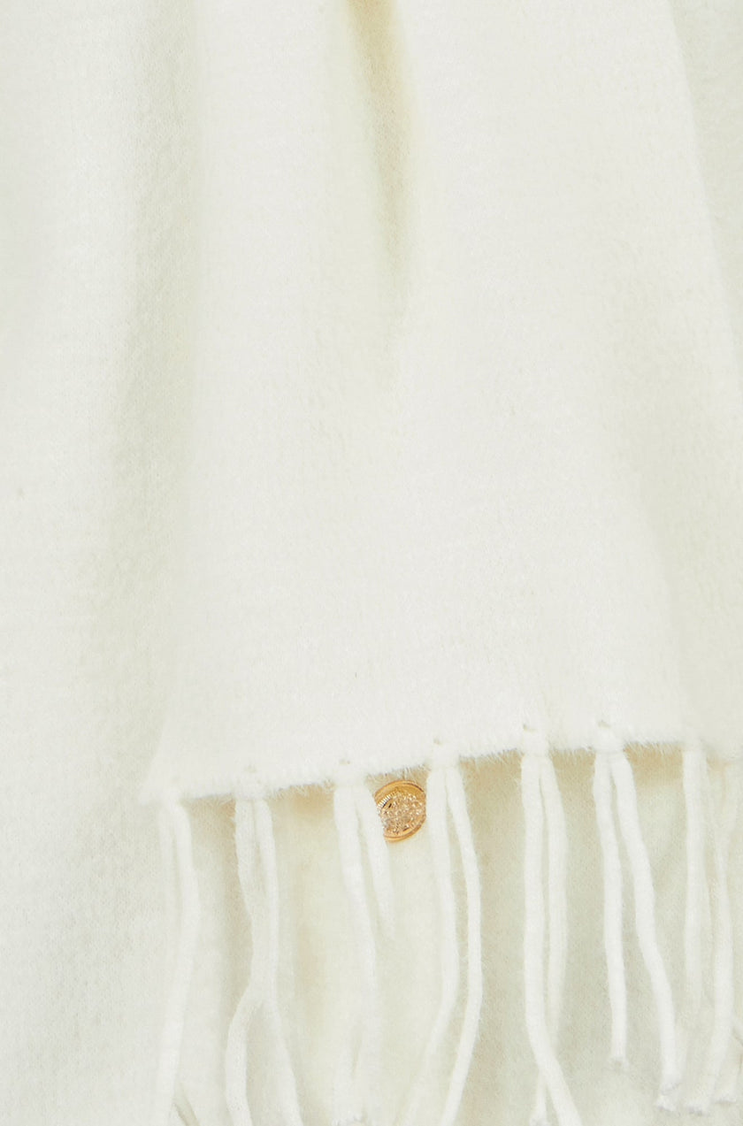 Yumi Ivory Eyelash Knit Jacket With Scarf