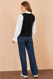 Yumi Black Lace Bow Knitted Pullover