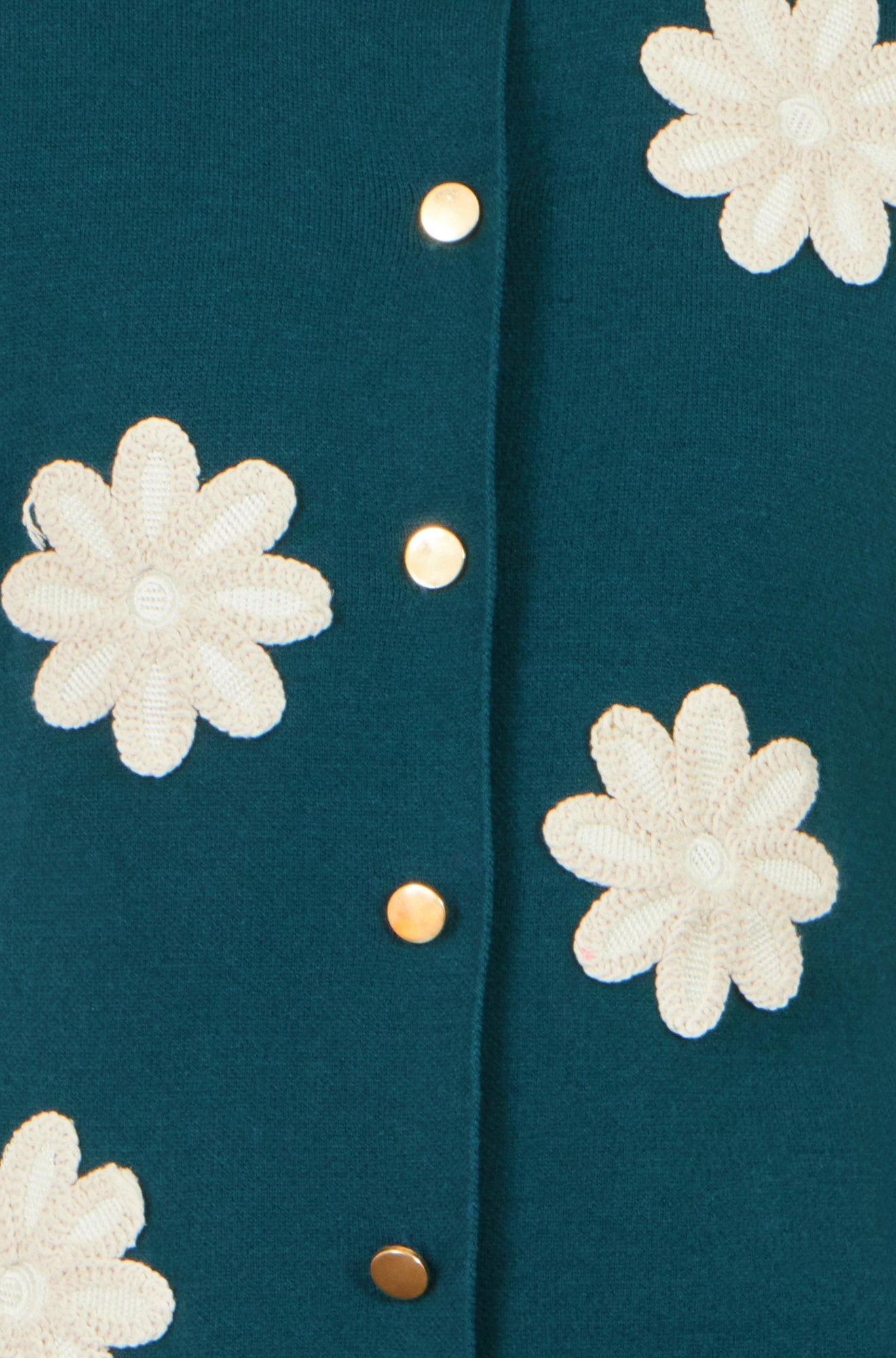 Yumi Teal Flower Applique Knit Waistcoat