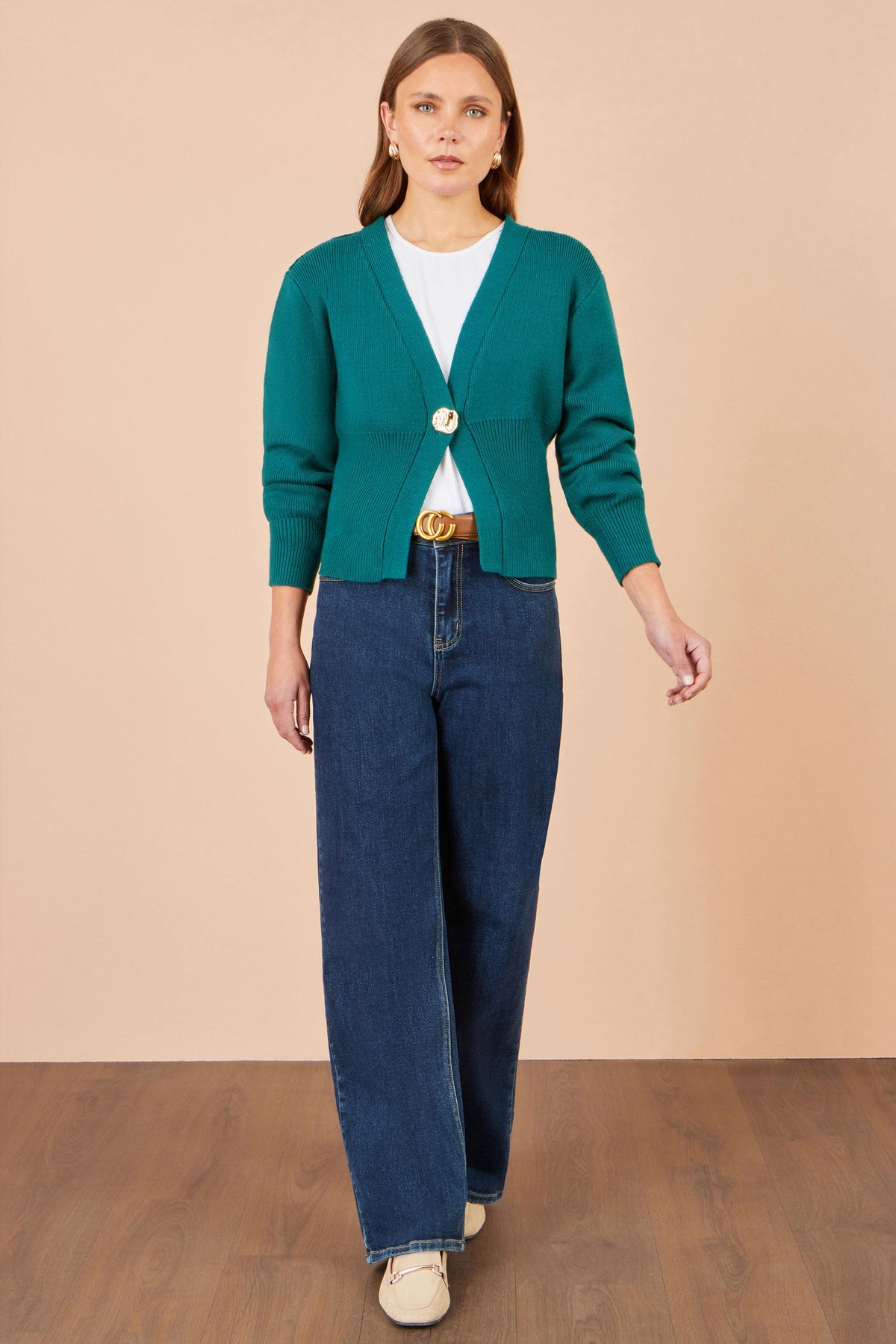 Yumi Strickjacke mit Knöpfen in Petrol