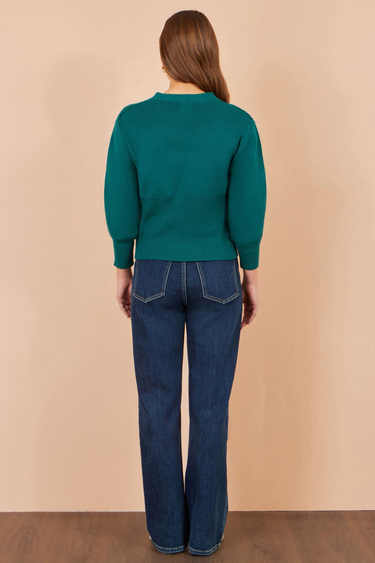 Yumi Strickjacke mit Knöpfen in Petrol