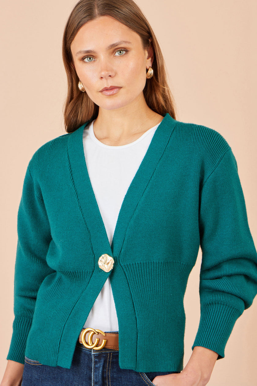 Yumi Strickjacke mit Knöpfen in Petrol