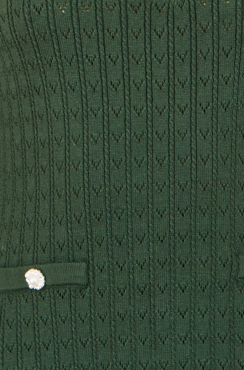 Yumi Green Viscose Knitted Midi Dress With Buttons