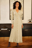 Robe midi en maille côtelée beige Yumi en viscose