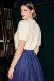 Maglione a maniche corte soffice color avorio Yumi