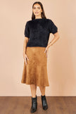 Yumi Black Fluffy Short Sleeve Jumper