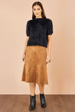Yumi Black Fluffy Short Sleeve Jumper
