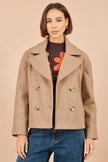 Yumi Beige Boxy Cropped Jacket