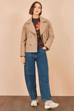 Yumi Beige Boxy Cropped Jacket