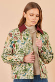 Yumi Ivory Botanical Woven Bomber Jacket