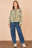 Yumi Ivory Botanical Woven Bomber Jacket