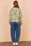 Yumi Ivory Botanical Woven Bomber Jacket