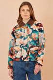 Bomber jacket tissé à fleurs multicolores Yumi