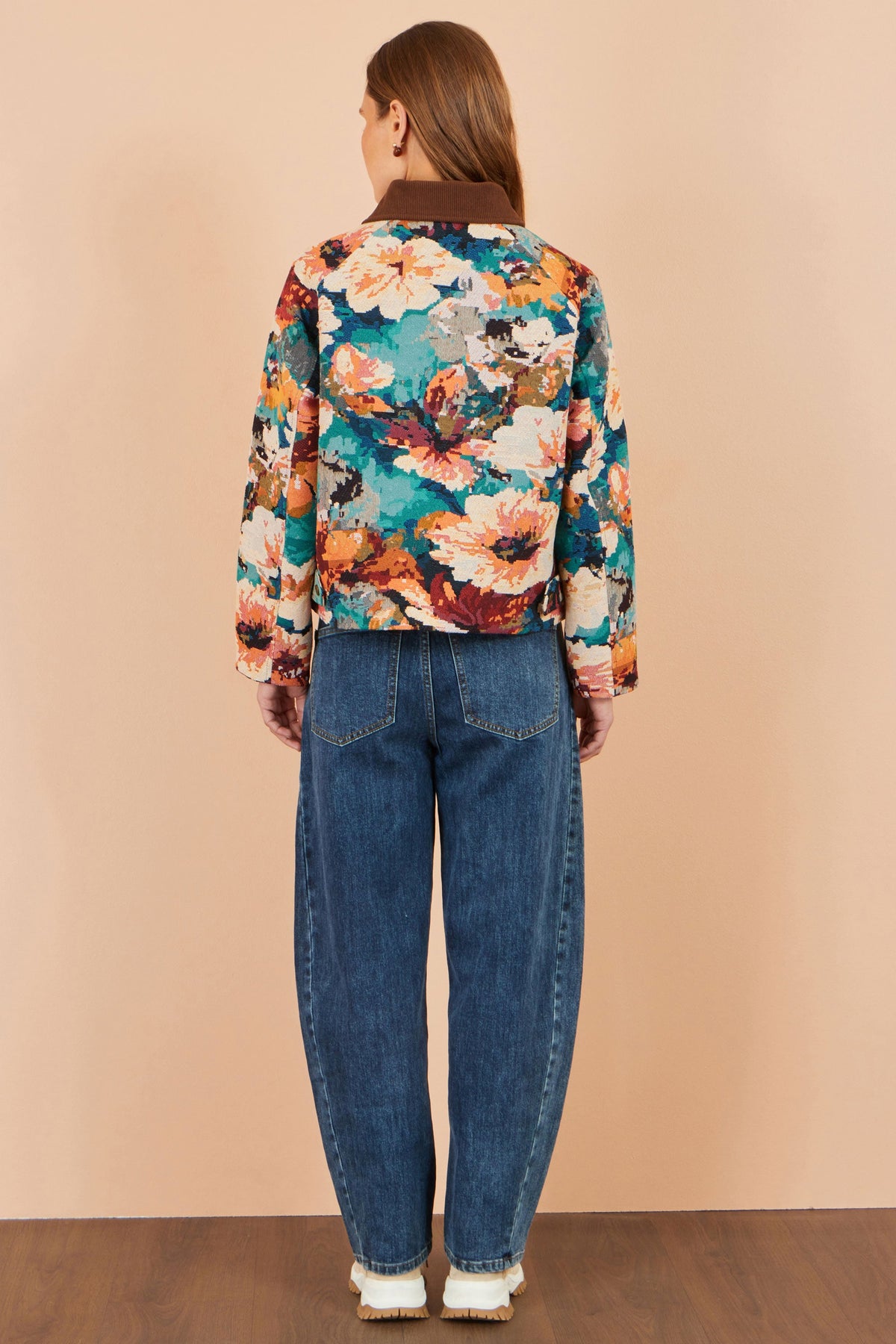 Bomber jacket tissé à fleurs multicolores Yumi