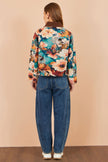 Bomber jacket tissé à fleurs multicolores Yumi