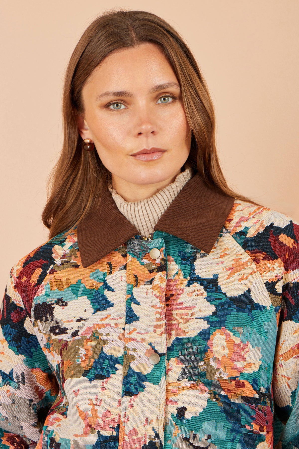 Bomber jacket tissé à fleurs multicolores Yumi