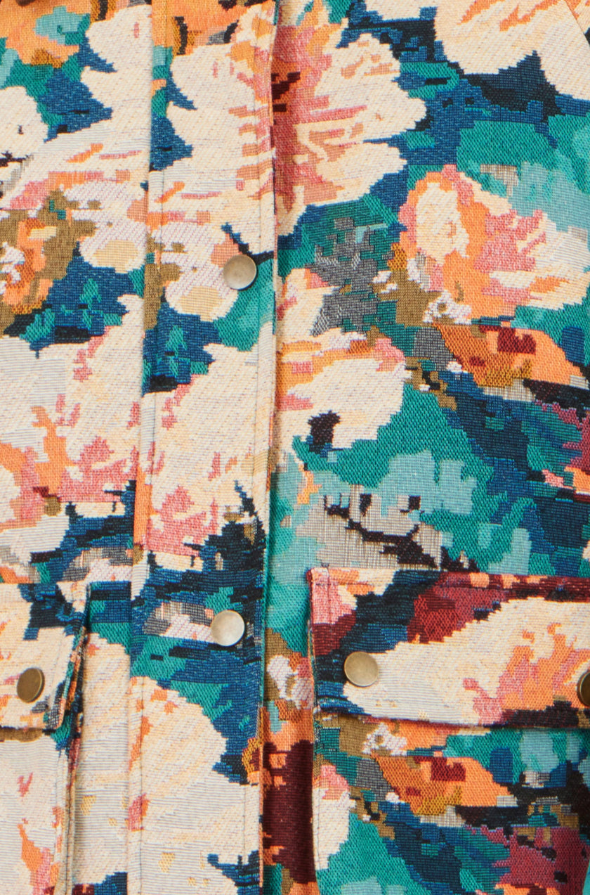 Bomber jacket tissé à fleurs multicolores Yumi