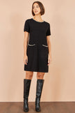Yumi Black Pearl Detail Knitted Tunic