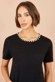 Yumi Black Pearl Detail Knitted Tunic