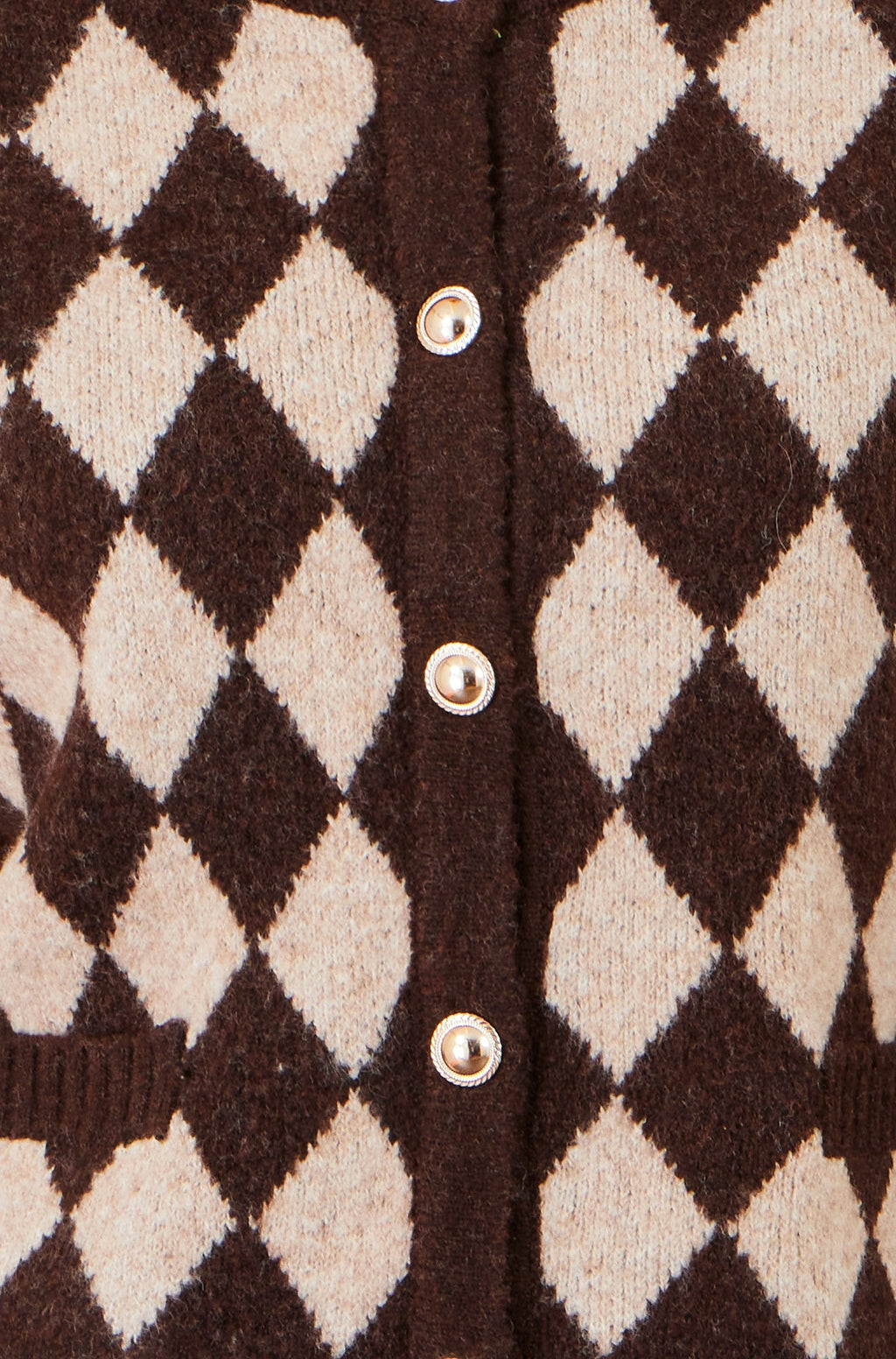Yumi Brown Argyll Knit Cardigan
