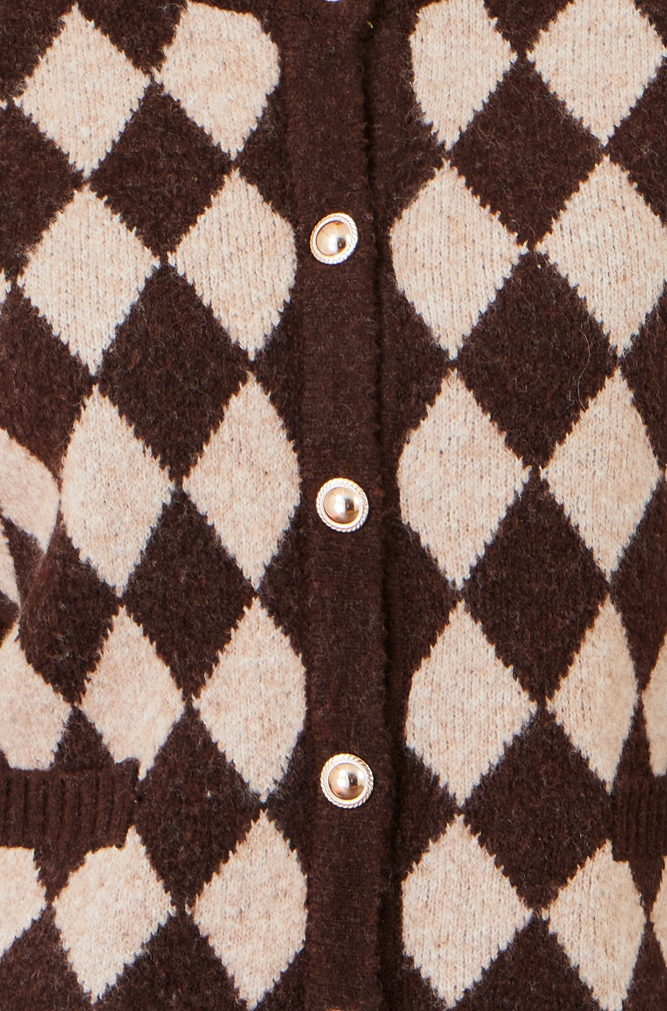 Yumi Brown Argyll Knit Cardigan