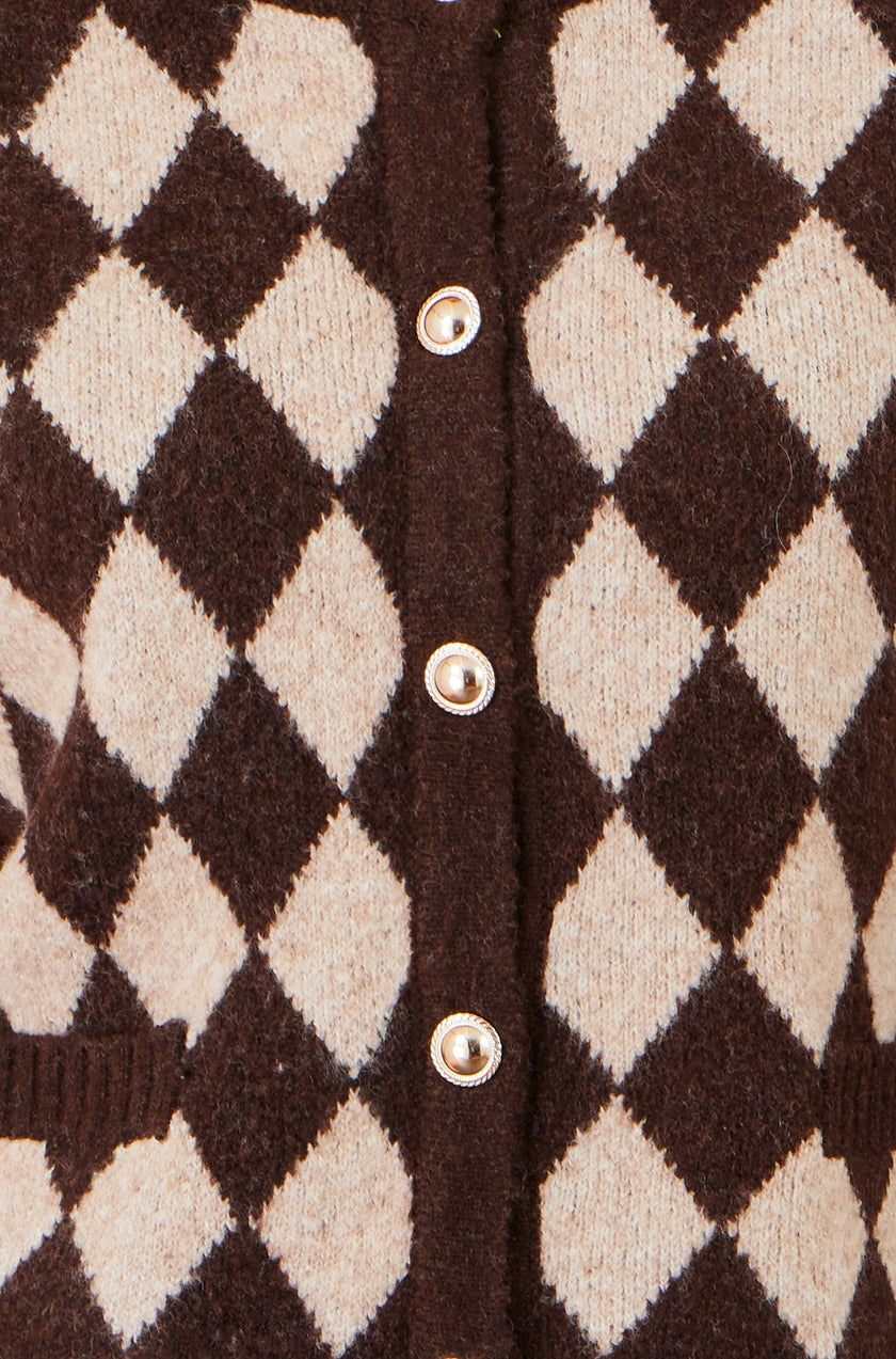 Gilet en tricot Yumi Brown Argyll