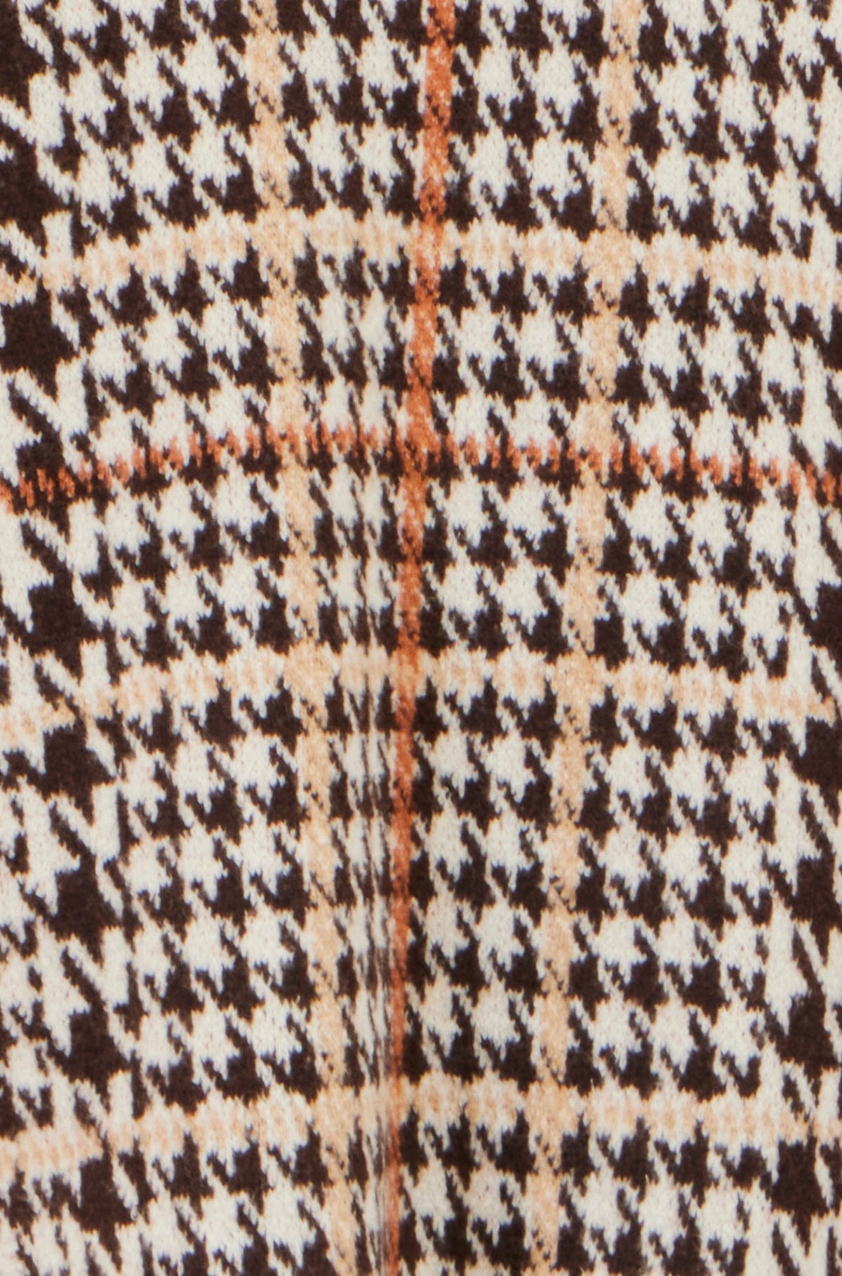 Yumi Brown Knitted Check Long Cardigan