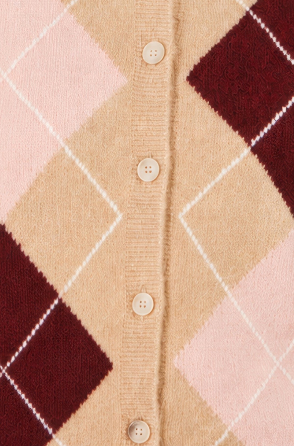 Yumi Beige Argyll Gebreid Vest