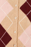 Yumi Beige Argyll Gebreid Vest