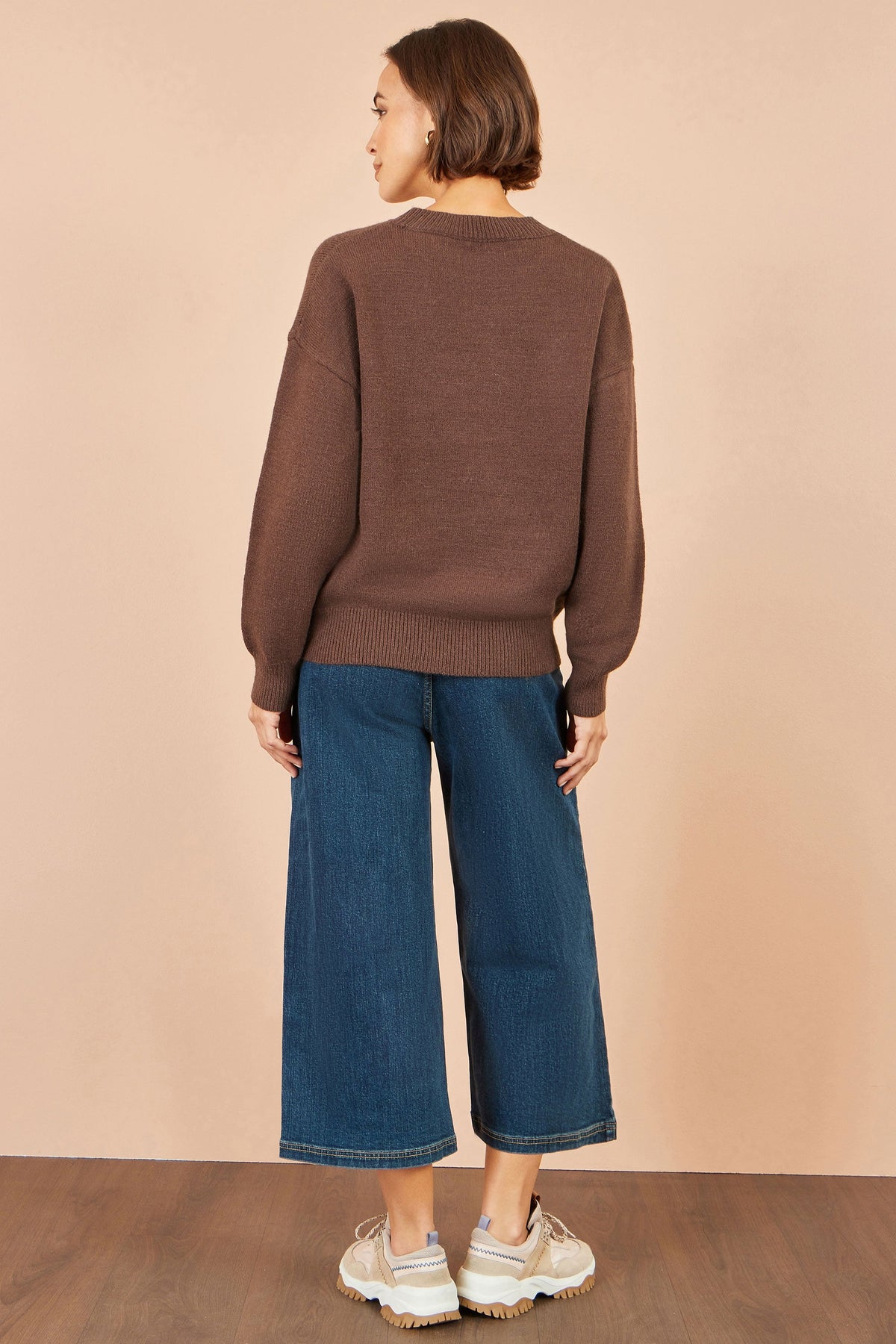 Yumi Brown Teddy Bear Relaxed Trui