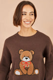 Yumi Brown Teddy Bear Relaxed Trui