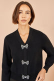 Cardigan Yumi con fiocco nero glitterato
